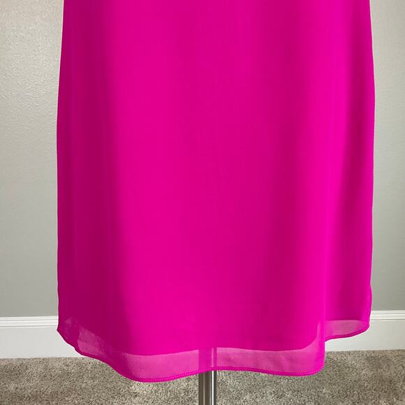 Vince Camuto Colorful Chiffon Cut Out Back Mini Shift Cocktail Dress Pink Size 4 - Picture 8 of 11